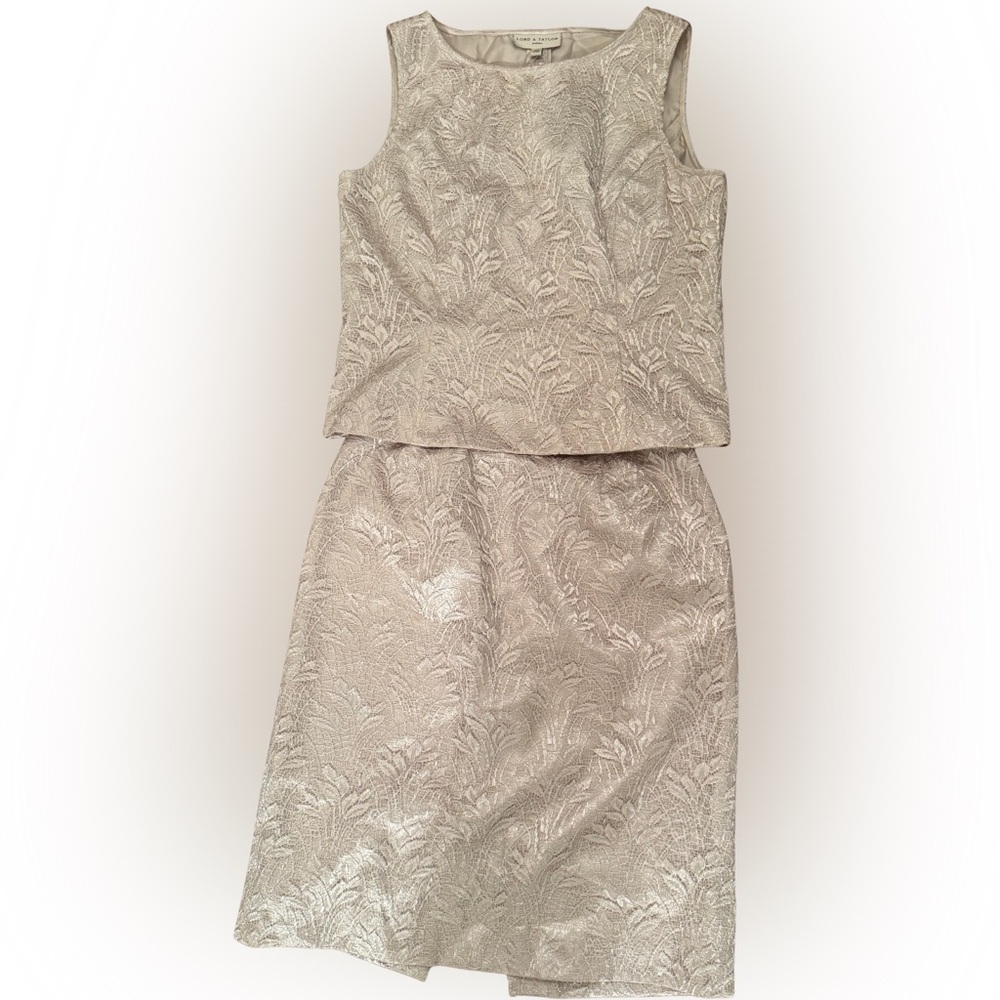 Lord & Taylor Lace Elegant Cream Sleeveless Skirt Set